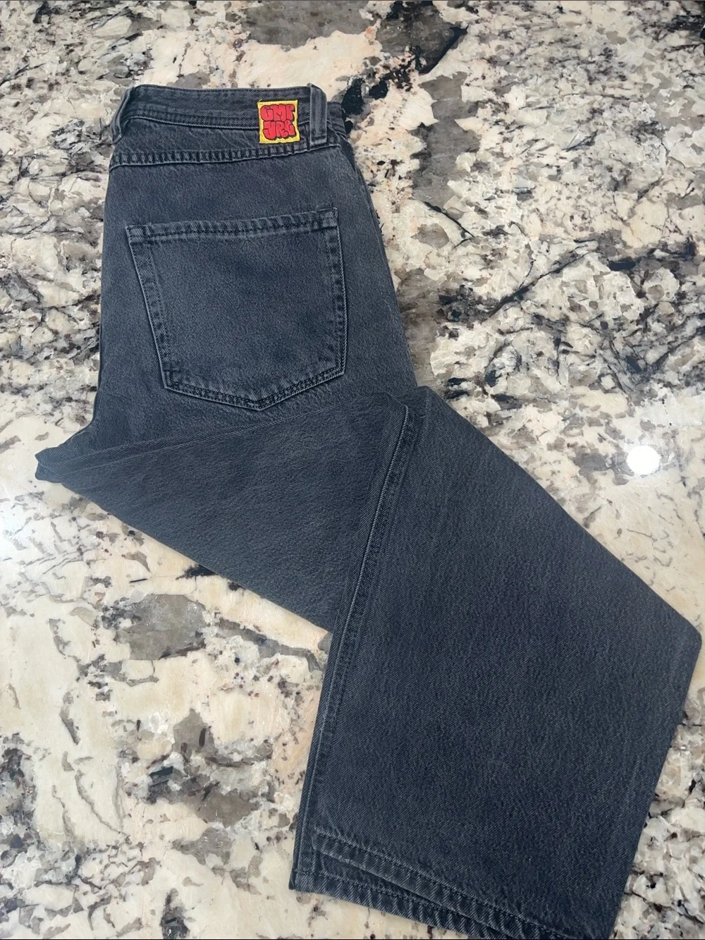EMPYRE Relaxed Fit Men's Black Jeans with Retro Patch / vintage